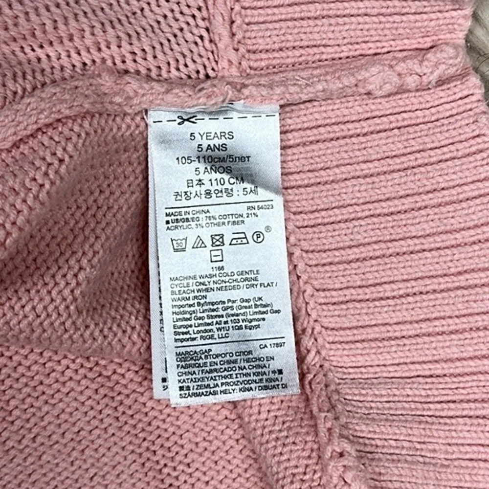 Gap Kids Pink Heart Hooded Poncho Sweater with Ears – Size 5